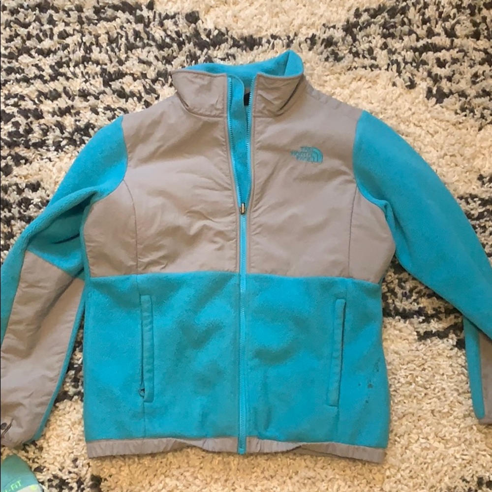 Girls north face blue zip up size 18 // XL
